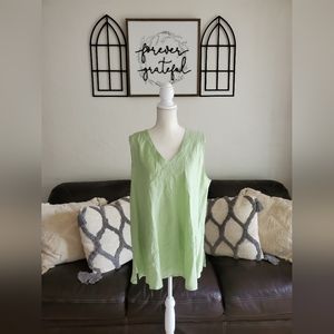 La. Fixsun 100% Linen V Neck Sage Green Tank NWT Size M Classic Staple Piece